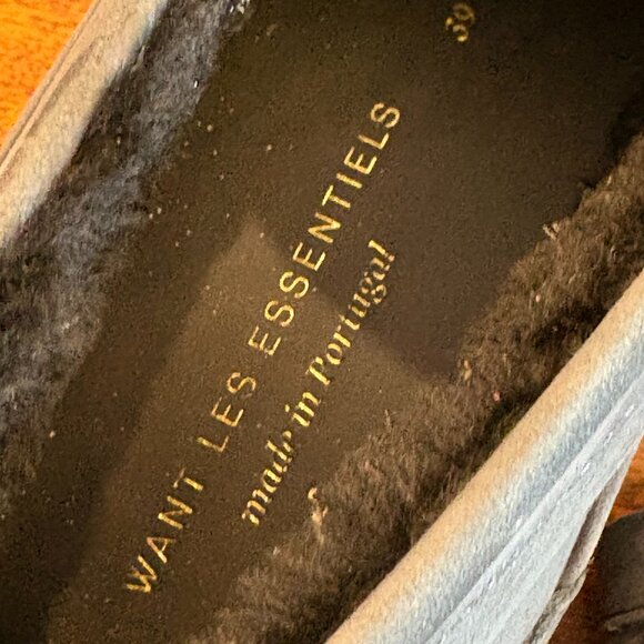 Want Les Essentiels (Portugal) Graves Shearling Lugged Navy Loafers-Size 39-BNWT - Picture 9 of 9